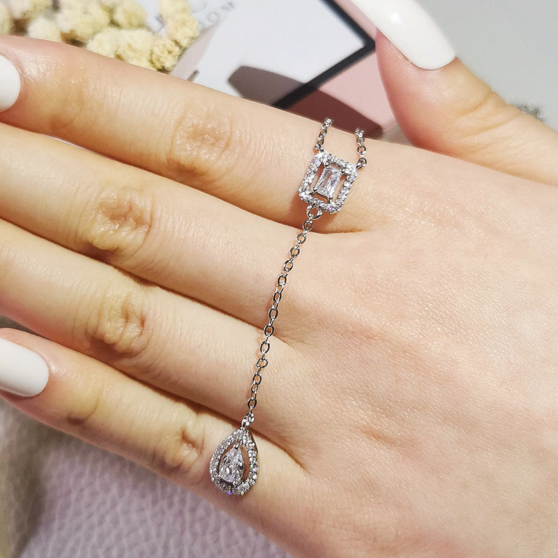 Cross Border jewelry Set Long Zircon Earrings Ring Necklace Jewelry Four Piece Set Hot Sale J6177