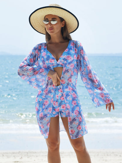 Mingyi New Fashion Sexy European and American Bikini BIKINI Three-piece Women's Swimsuit Multicolor High-end Printed Swimsuit