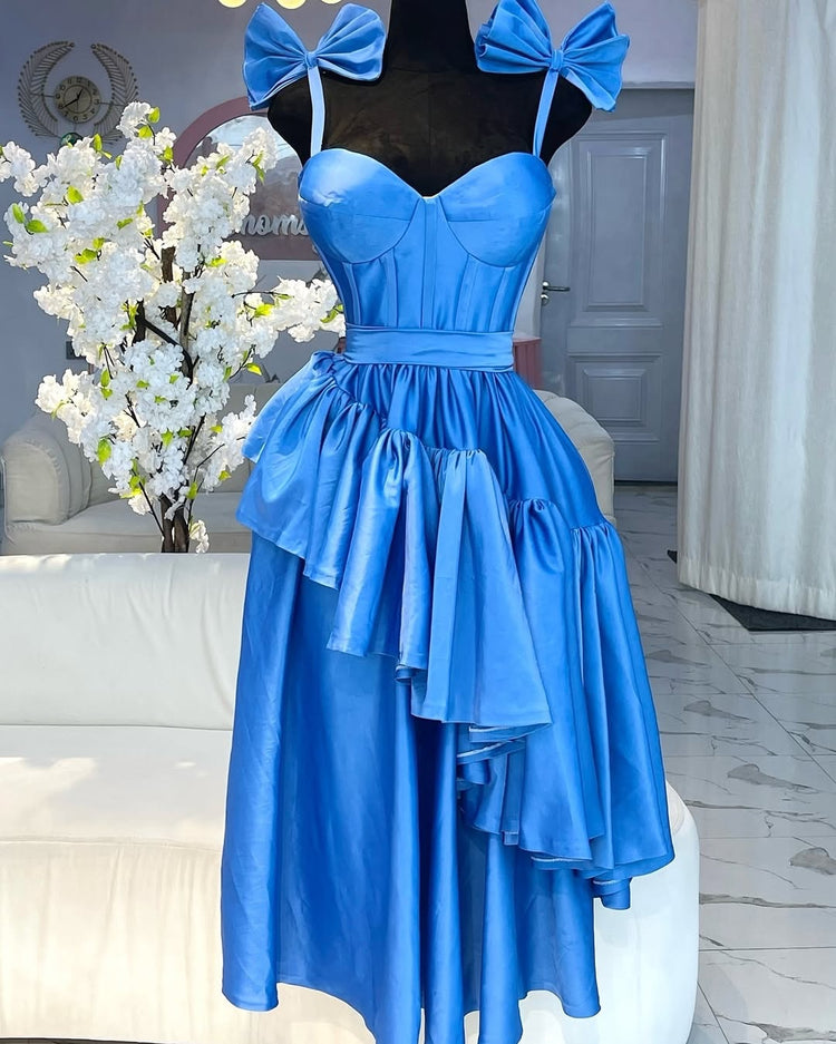 Cross-border source fashion waist sling strap bow sexy dress African women's clothing