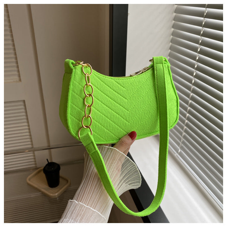 Mini Shoulder Bags for Women Fashion Felt Women's Bag Design Advanced Underarm Handbags Beautiful Purses Crescent SaddleBag 2025