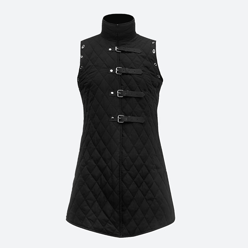 Cross Border Men's Cotton Vest 2025 Medieval Armor Retro Cotton Coat Sleeveless Rivet Belt Buckle Pirate Station Collar Clip