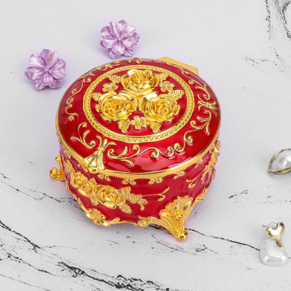 European Style Retro Light Luxury Princess Jewelry Box Metal Jewelry Box Exquisite Enamel Color Necklace Jewelry High-end Storage Box