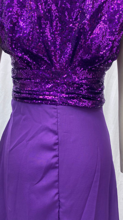 2025 Cross-Border New Spring and Summer European and American Clothing Sleeveless Dress V Neck Sequined Elegant Chiffon Splicing Evening Dress