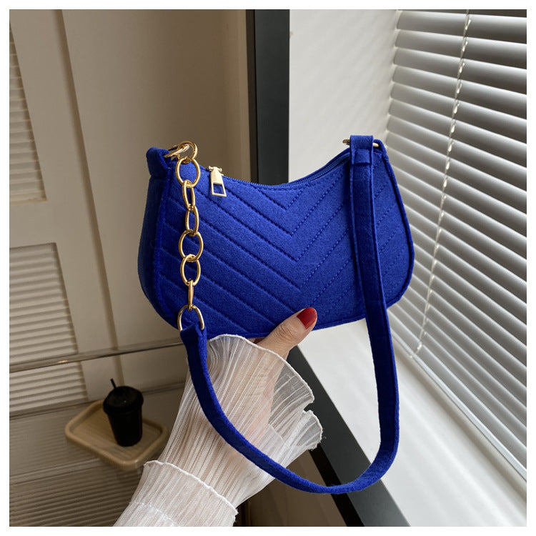 Mini Shoulder Bags for Women Fashion Felt Women's Bag Design Advanced Underarm Handbags Beautiful Purses Crescent SaddleBag 2025