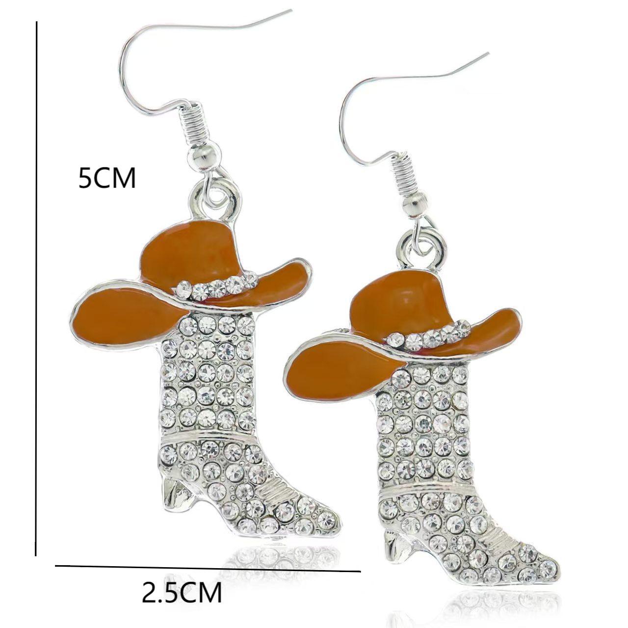 European and American personality niche western boots earrings diamond pendant earrings Joker ladies earrings jewelry wholesale 166