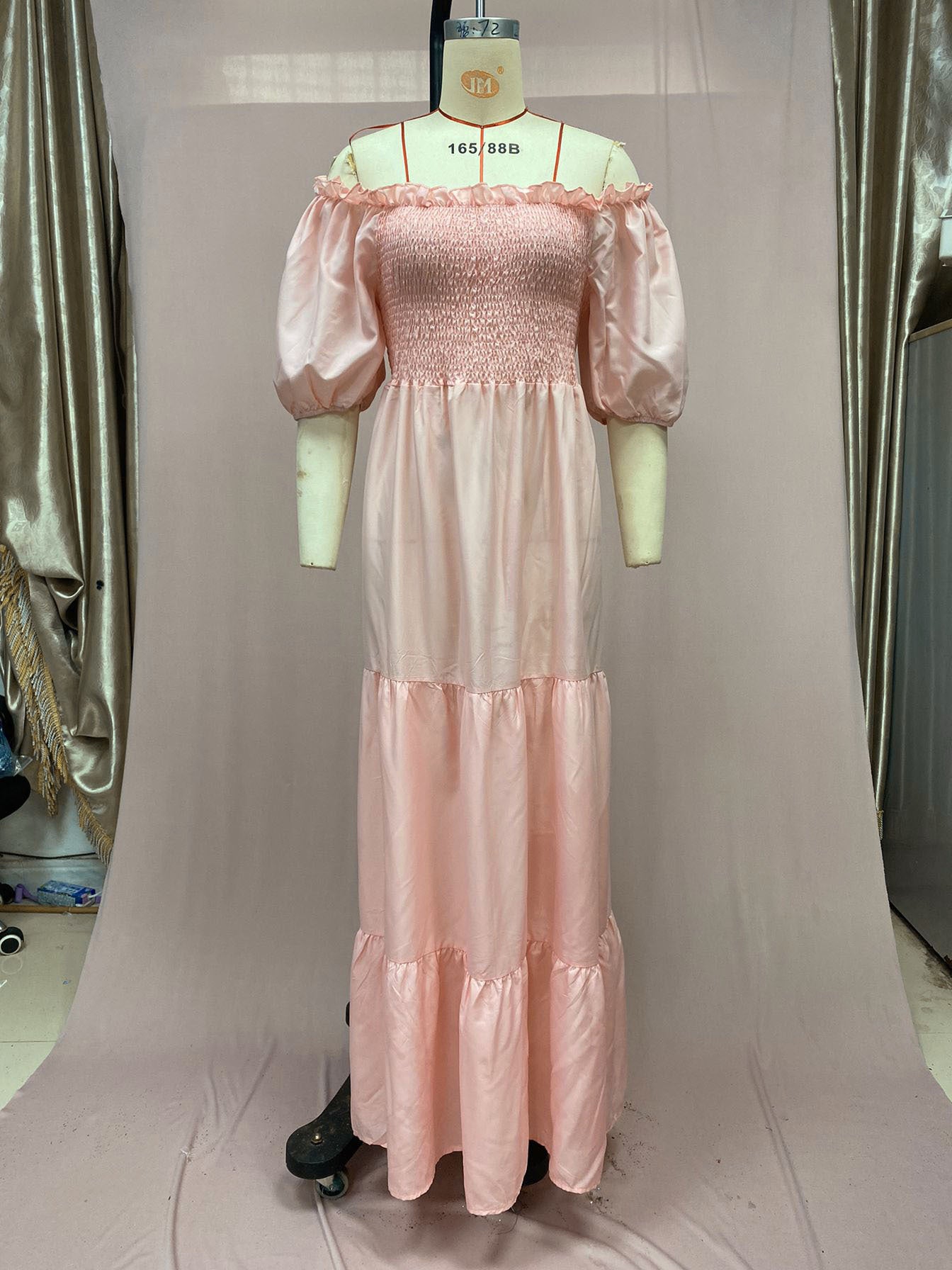 2025 Cross-Border New Spring and Summer European and American Clothing Dress One-Shoulder Floral Off-Shoulder Long Color Fairy Skirt
