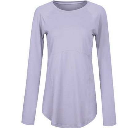 Spring and Summer Long Hip Covering Slimming Style Beautiful Back Breathable Yoga Suit Long Sleeve Running Fitness Sportswear T-shirt for Women