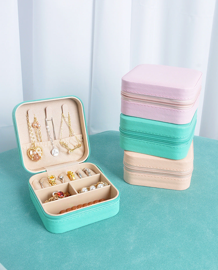Cross-border jewelry box travel portable earring necklace ring box jewelry storage box in stock wholesale