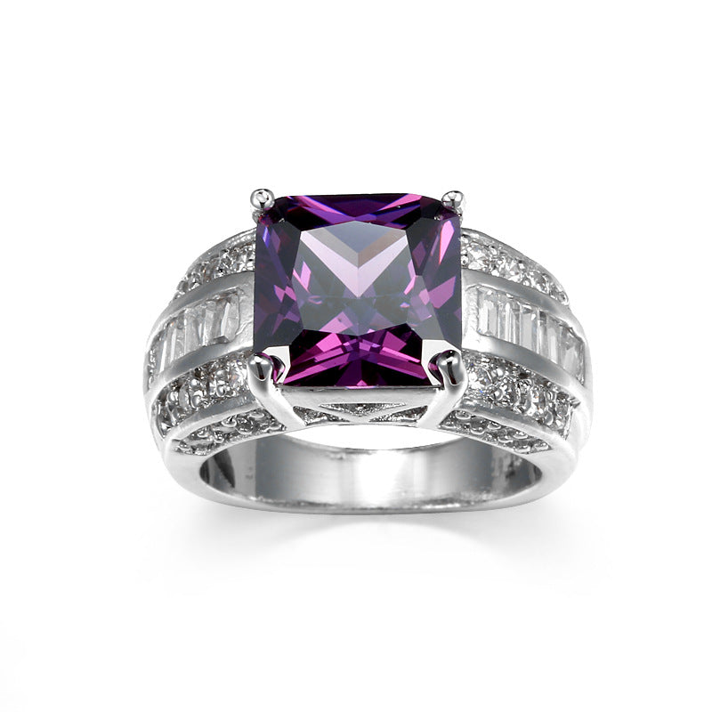 Cross-border Hot Gold-plated Jewelry Men's and Women's Wedding Ring Jewelry Garnet Red Zircon Ring Women's Design Sense Niche Jewelry Trendy