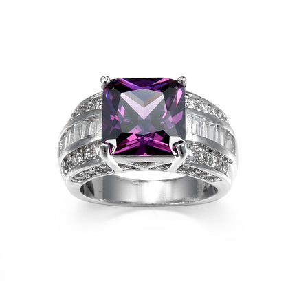 Cross-border Hot Gold-plated Jewelry Men's and Women's Wedding Ring Jewelry Garnet Red Zircon Ring Women's Design Sense Niche Jewelry Trendy