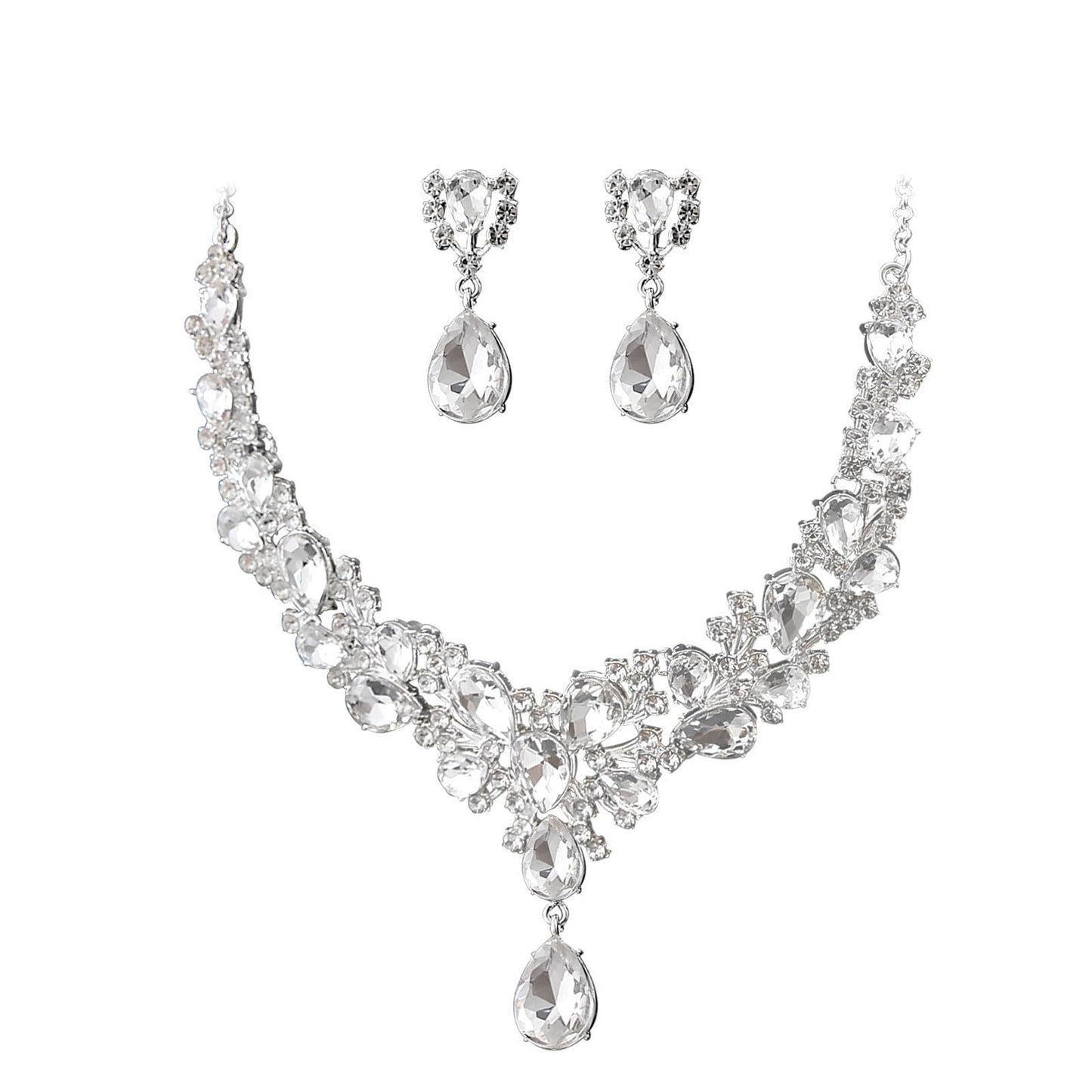 Jewelry Popular Exaggerated Bridal Necklace Bracelet Earrings Three-Piece High-End Crystal Banquet Jewelry Set