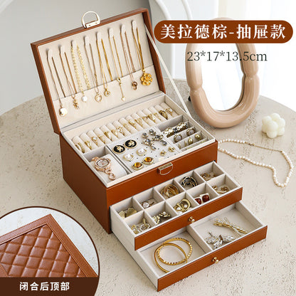High-end jewelry storage box necklace earrings earrings earrings bracelet ring exquisite jewelry gold jewelry large capacity