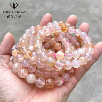 Jingdong Jewelry 3A Natural Cherry Blossom Agate Bracelet Fashion Sweet Wind Girl Single Circle Round Bead Bracelet Wholesale