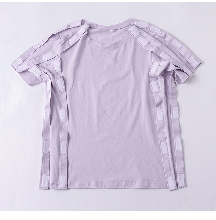 Summer patient care clothing easy to put on and take off hospital gown short sleeve cotton middle-aged and elderly medical clothing fracture clothing wholesale