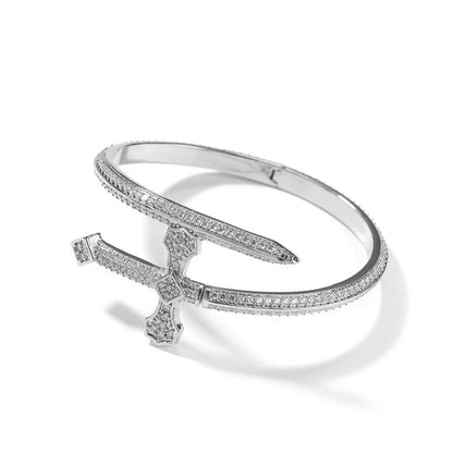 Hip-hop ancient cute European and American new sword of justice bracelet copper inlaid zircon full diamond trend Joker jewelry wholesale