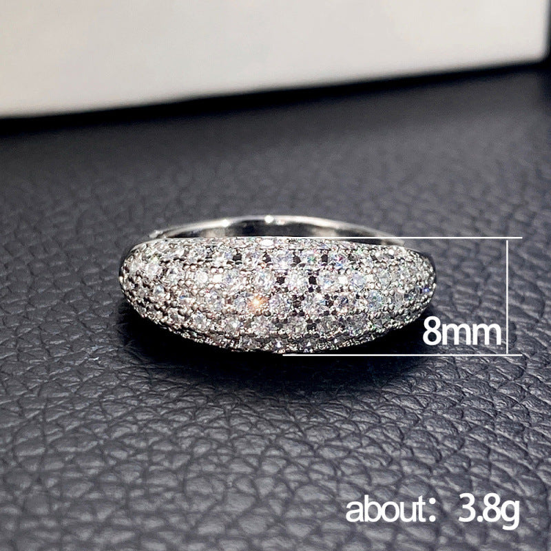 European and American Light Luxury Full Zirconia Ring for Women, High-End Dinner Hand Jewelry, Versatile, Exquisite and Fashionable Jewelry