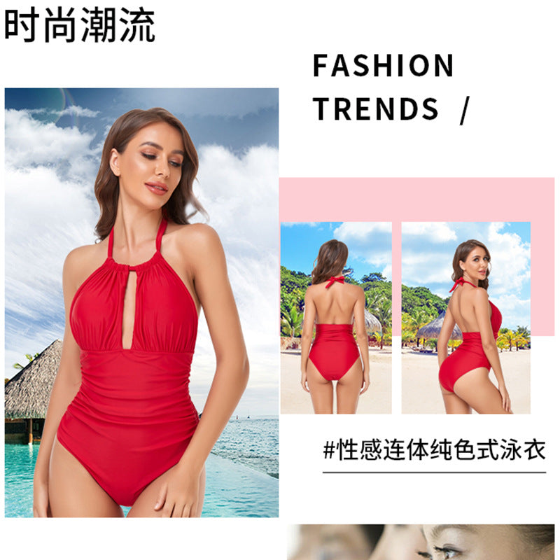 New Cross-Border Manufacturer Direct Supply One-Piece Push-Up Bikini, Waist-Slimming Swimsuit, Large Quantity, Preferential Price