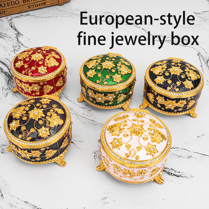 Cross-border E-commerce European-style Retro Metal Jewelry Box Exquisite Enamel Color Necklace Jewelry Storage Box Princess Jewelry Box