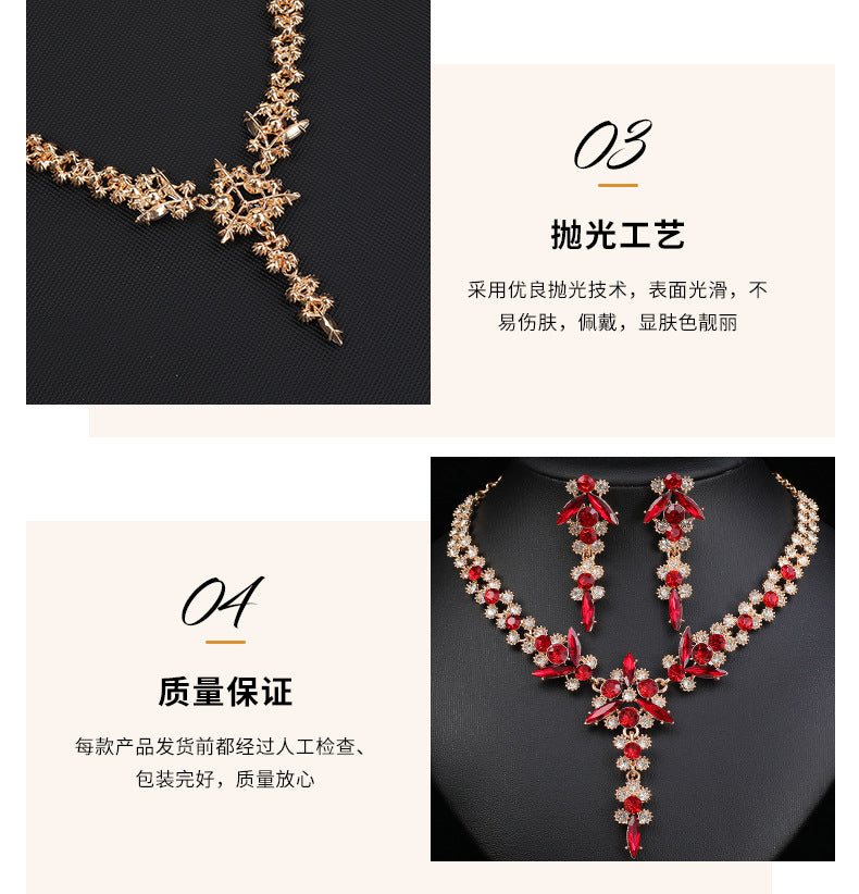 Europe and the United States Hot Jewelry Cross-border Supply Bridal Necklace suit Fashion High-end Crystal Wedding Dress Banquet Dress Jewelry