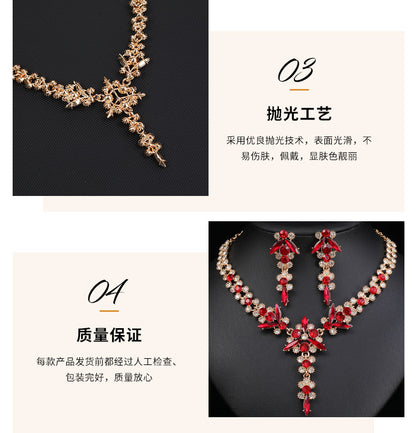 Europe and the United States Hot Jewelry Cross-border Supply Bridal Necklace suit Fashion High-end Crystal Wedding Dress Banquet Dress Jewelry
