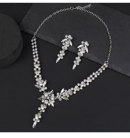 Europe and the United States Hot Jewelry Cross-border Supply Bridal Necklace suit Fashion High-end Crystal Wedding Dress Banquet Dress Jewelry