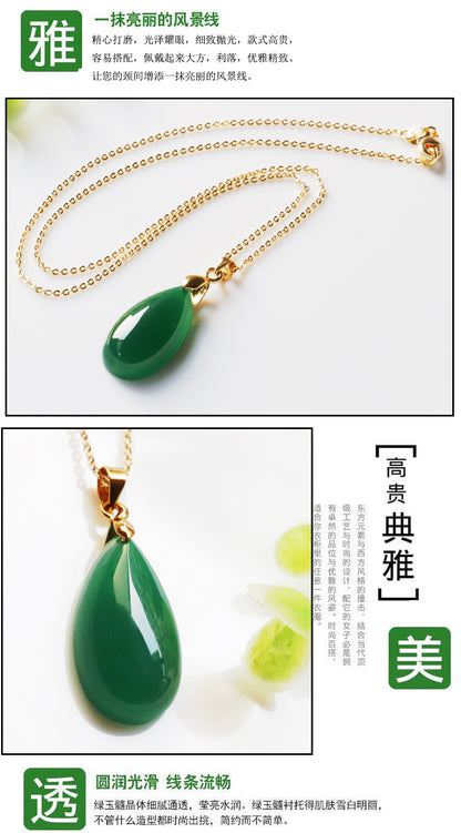Jadeite Green Chalcedony Pendant Agate Water Drop Necklace Jade Jewelry Factory Wholesale Dropshipping S2053030