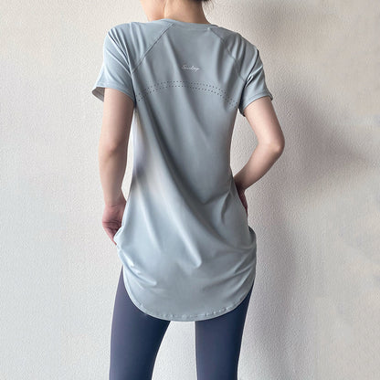 Yoga Clothing Short-sleeved Summer New Mid-length Hip Covering Slimming Quick-drying Top Breathable Fitness Sports T-shirt Women's Thin