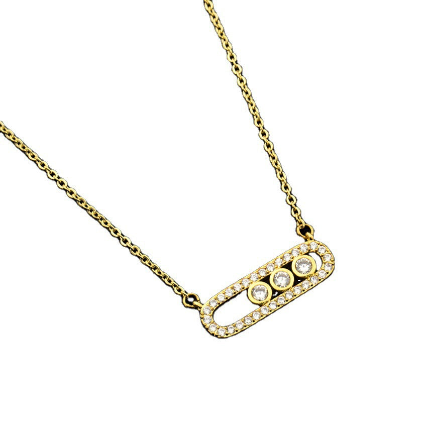 Factory direct Korean creative simple charming zircon two-color necklace jewelry Joker three-color optional