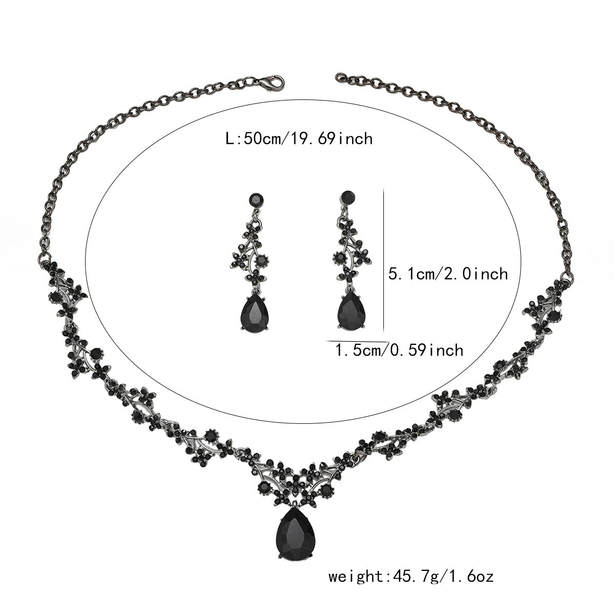 Jewelry Set Chain Crystal Diamond Gift Set Bridal Wedding Necklace Earrings Two-Piece Set Factory Direct Sale