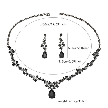 Jewelry Set Chain Crystal Diamond Gift Set Bridal Wedding Necklace Earrings Two-Piece Set Factory Direct Sale