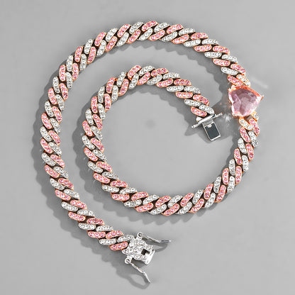 Popular Jewelry Rock Sugar Chain Children's European and American New Zircon Cuban Chain Hip Hop Jewelry Internet Celebrity Same Style Clothing Accessories