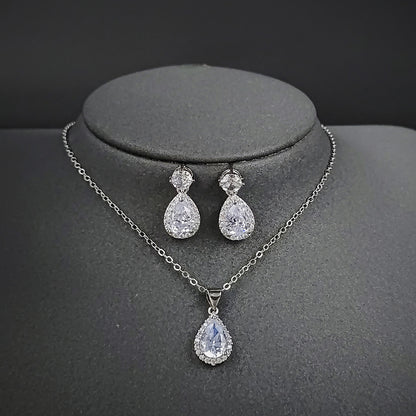 Foreign trade e-commerce Dubai jewelry water drop pear-shaped earrings necklace colorful zircon ear two-piece e5620 x711