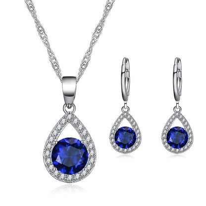 Cross-border ins trendy line jewelry suit angel tears water drop necklace earrings literary female zircon jewelry suit