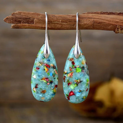 European and American Bohemian Emperor Stone Water Drop Pendant Earrings Natural Stone Independent Brand Jewelry Geometric Saturn