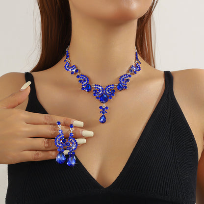 Cross-Border Popular European and American New Bridal Jewelry Wedding Dress Necklace Jewelry Set Women's Rhinestone Jewelry Dress