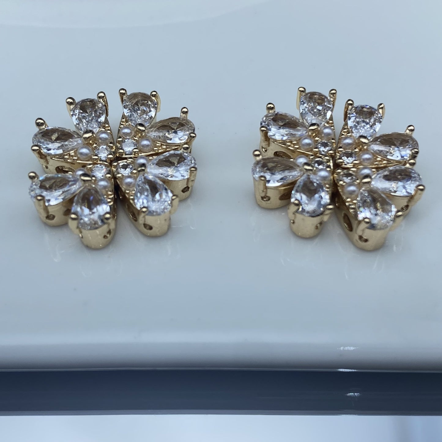 Heart-Shaped Inlaid Shell Pearl DIY Jewelry Accessories, Crystal Zircon Inlaid Bead Accessories, Pendant Spacer Beads