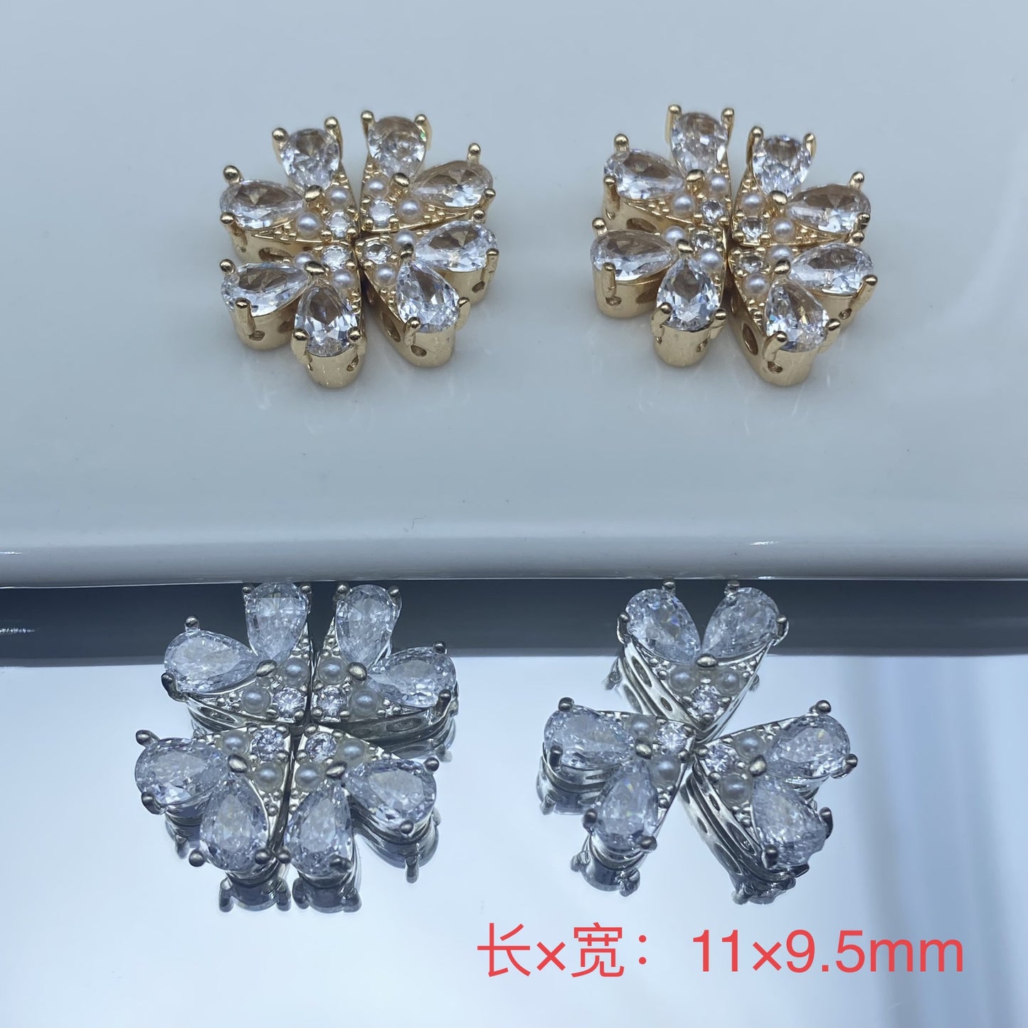 Heart-Shaped Inlaid Shell Pearl DIY Jewelry Accessories, Crystal Zircon Inlaid Bead Accessories, Pendant Spacer Beads