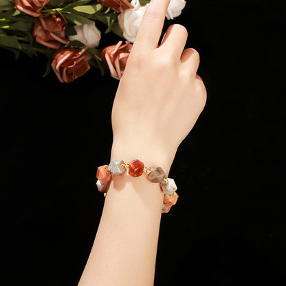 Jingdong Jewelry Natural Coral Jade Six-point Star Bracelet Personality Fashion Men's and Women's Single Circle Bracelet Wholesale