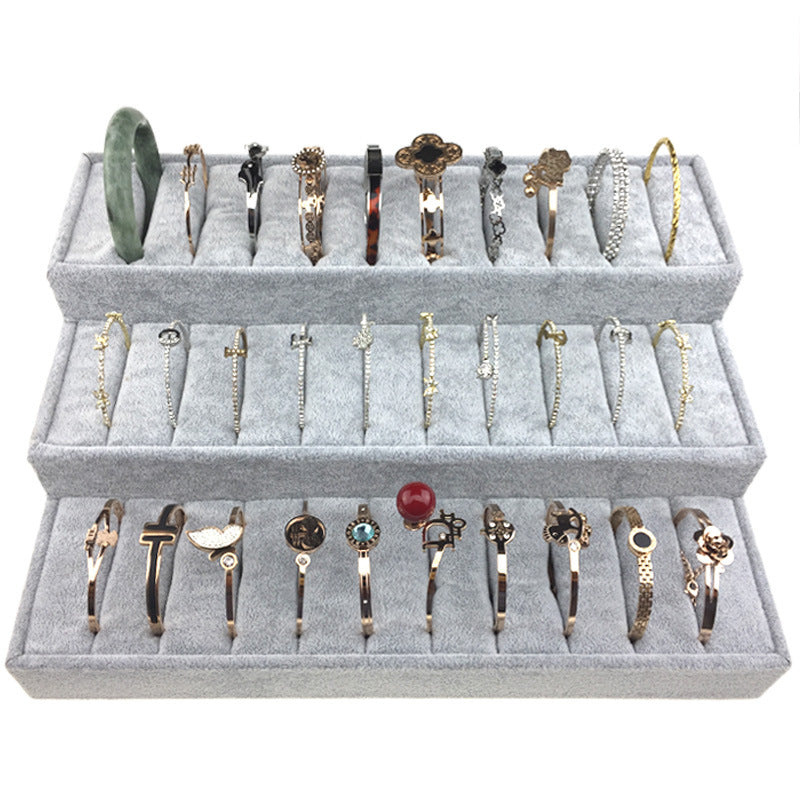 Ice Flower Velvet Jewelry Box Display Plate Ring Bracelet Trapezoidal Jewelry Display Stand Gold and Silver Jewelry Props