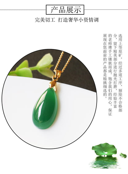 Jadeite Green Chalcedony Pendant Agate Water Drop Necklace Jade Jewelry Factory Wholesale Dropshipping S2053030