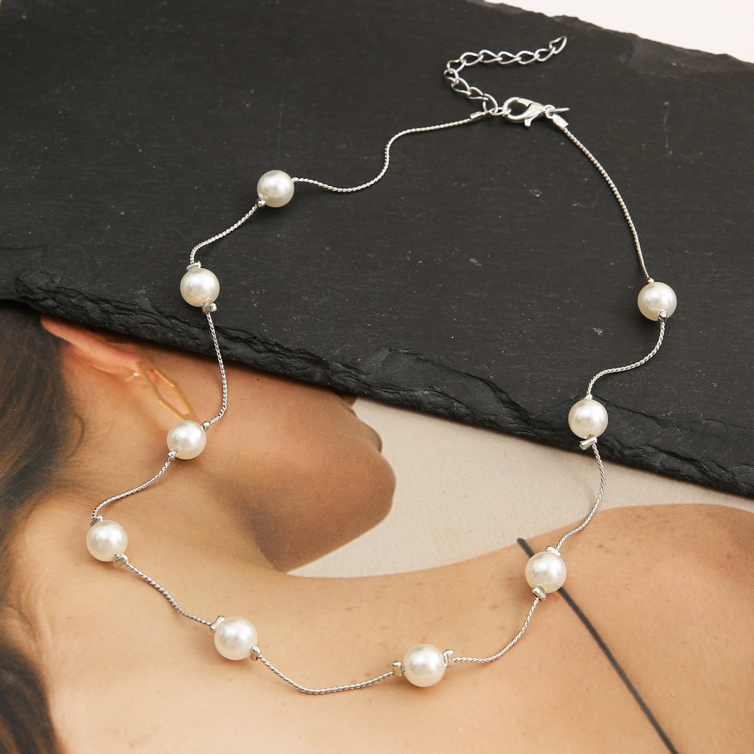 Sweet personality simple natural Joker imitation pearl necklace pearl necklace ladies necklace jewelry wholesale supply