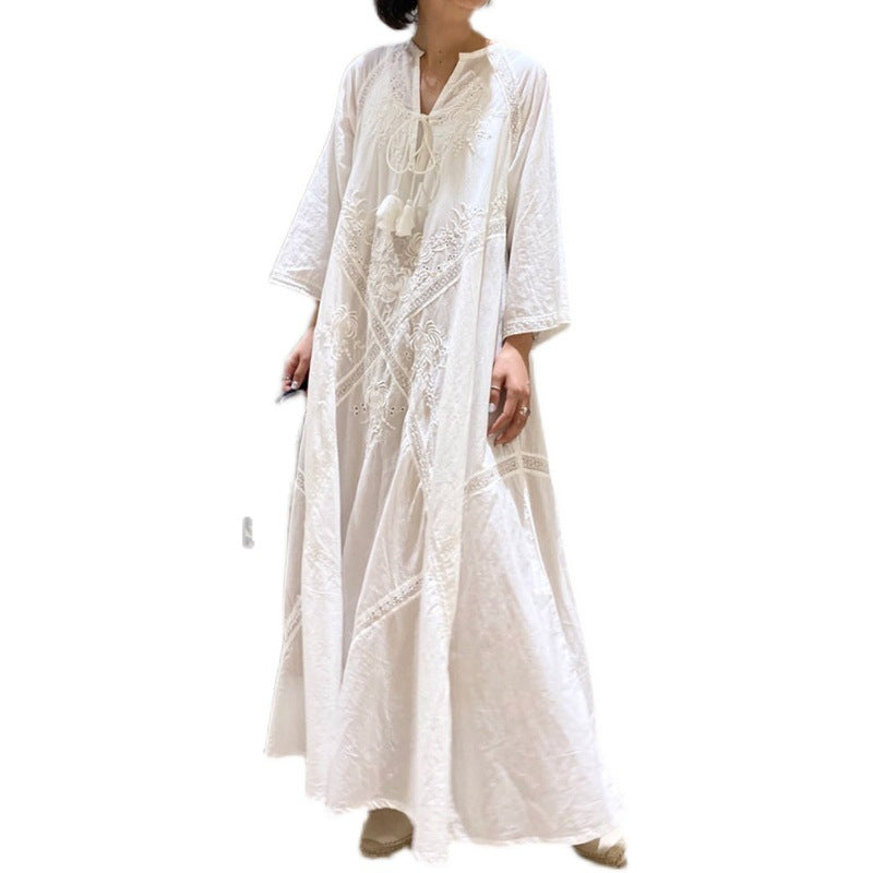 In Stock! Vintage Style A-Line Skirt for Women, 2026 Summer New Japanese Style Ladylike Loose Lace-Up Dress for Women