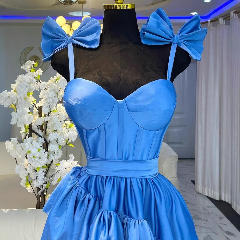 Cross-border source fashion waist sling strap bow sexy dress African women's clothing