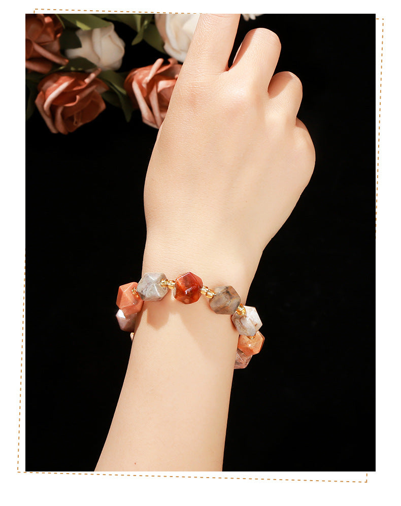 Jingdong Jewelry Natural Coral Jade Six-point Star Bracelet Personality Fashion Men's and Women's Single Circle Bracelet Wholesale