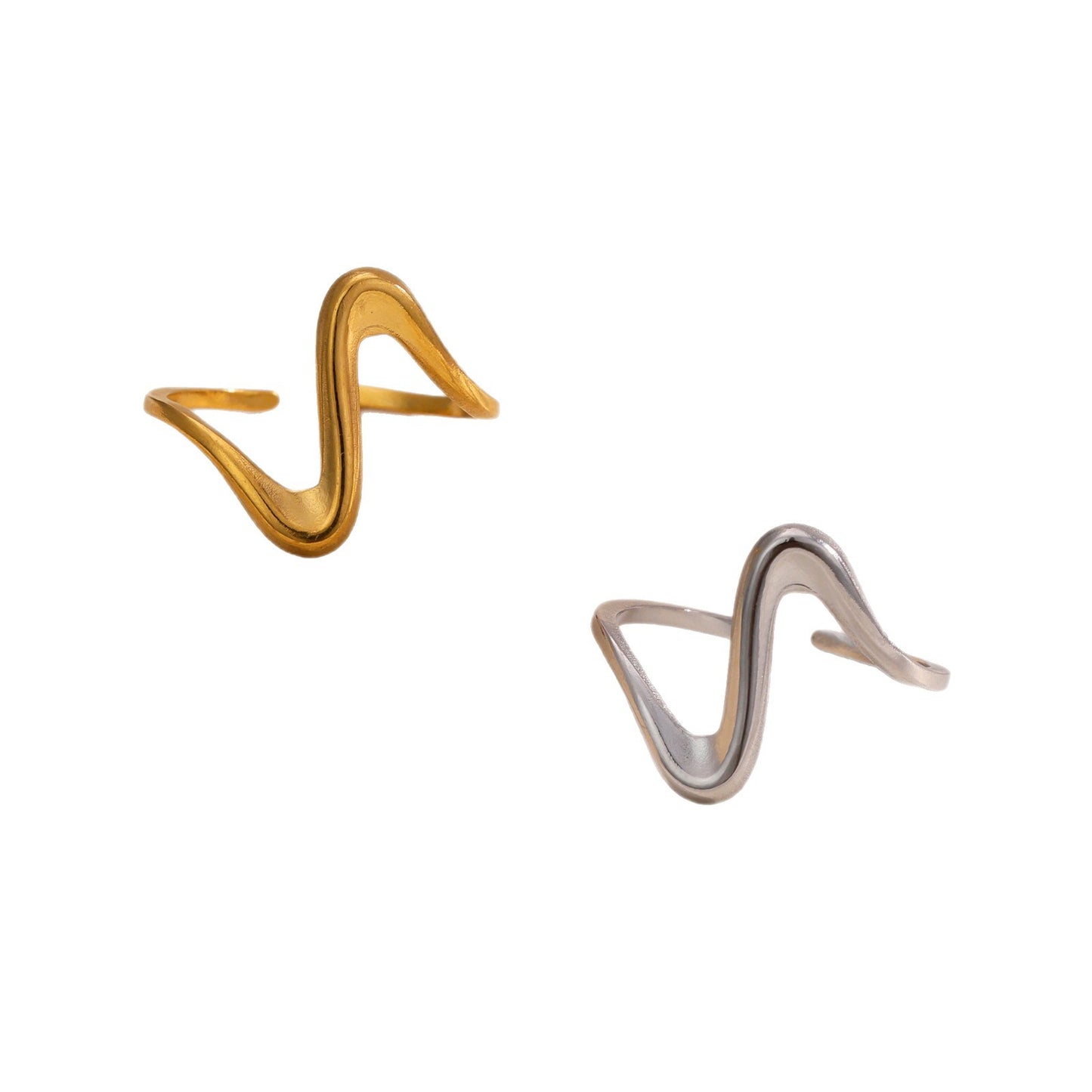 European and American Fashionable Simple Stainless Steel Ring for Women, Non-Fading 18K Gold Jewelry, Niche High-End Line Hand Jewelry