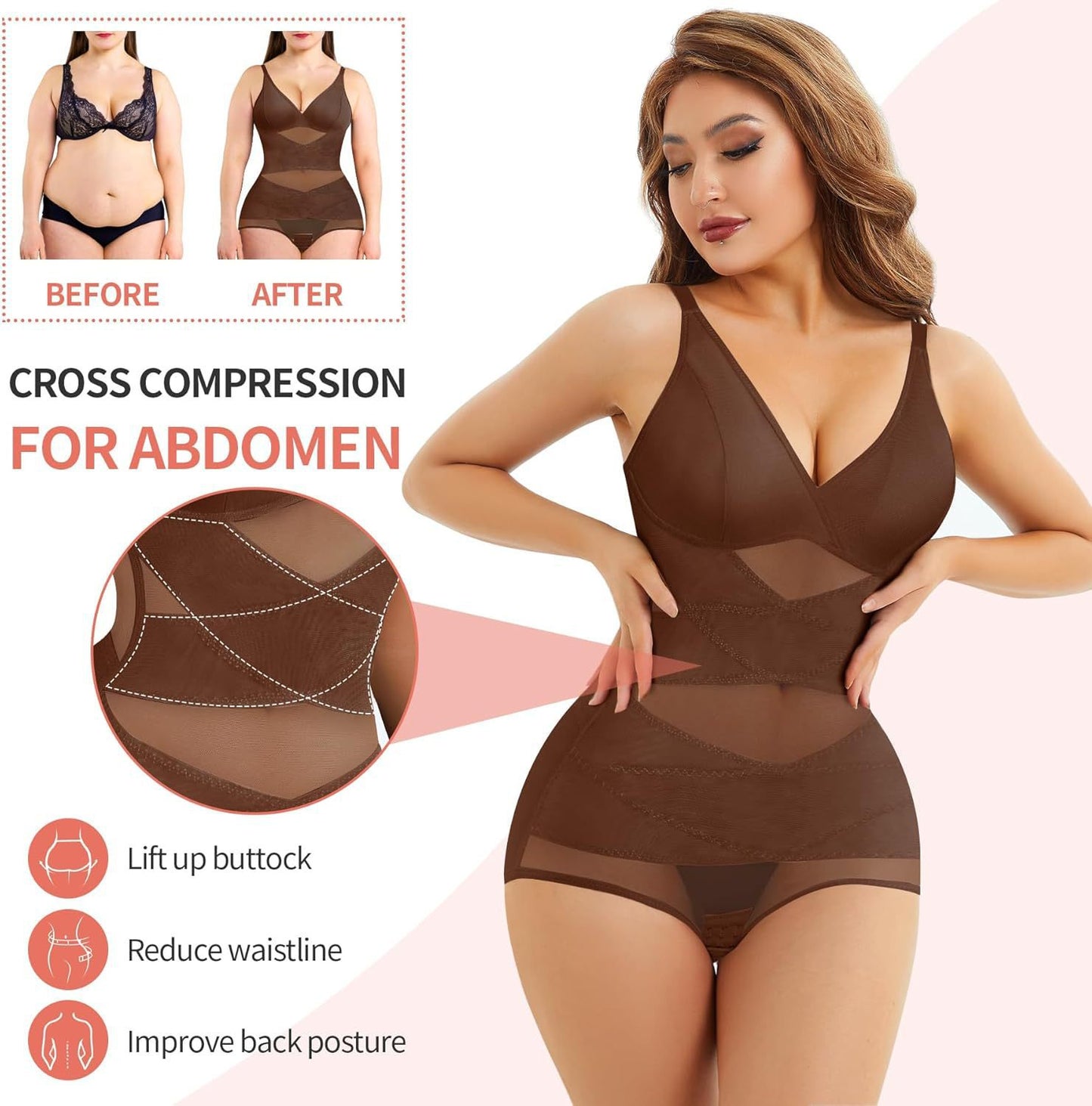 Hot Selling Body Shaping One-Body Shaping One-Body Shaping Sling V-Neck Cup Mesh Waist Plastic Breathable Sports Body Shaping One-Body Shaping One-Body Shaping