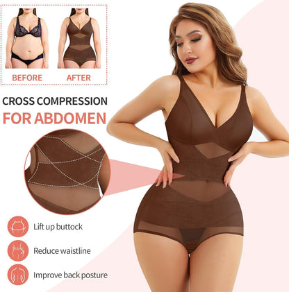 Hot Selling Body Shaping One-Body Shaping One-Body Shaping Sling V-Neck Cup Mesh Waist Plastic Breathable Sports Body Shaping One-Body Shaping One-Body Shaping