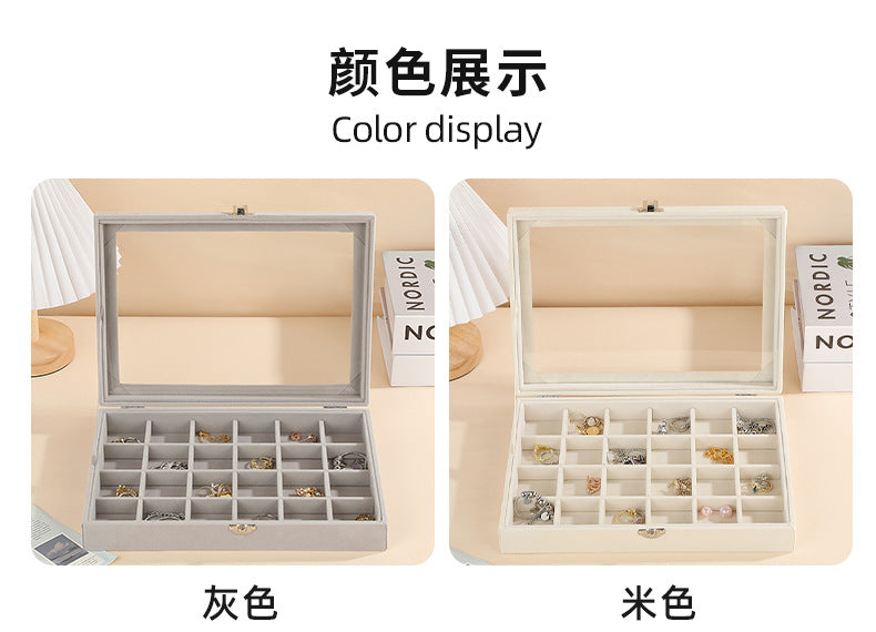 New Jewelry Box Large Capacity Flannel Jewelry Box Ring Necklace Earrings Storage Box Advanced Portable Dust-proof Box