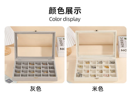 New Jewelry Box Large Capacity Flannel Jewelry Box Ring Necklace Earrings Storage Box Advanced Portable Dust-proof Box
