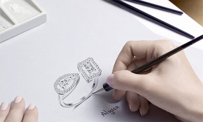 Cross Border jewelry Set Long Zircon Earrings Ring Necklace Jewelry Four Piece Set Hot Sale J6177